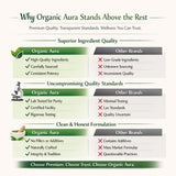 Organic Aura Neem Cápsulas, laboratorio certificado para consistencia y seguridad.