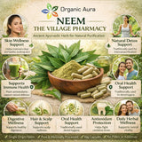Hojas de neem Organic Aura, hojas frescas para uso diario y enfoque natural.