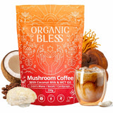 Organic Bless café instantáneo en taza, sabor suave y crema natural.