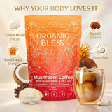 Leche de coco Organic Bless, vertiéndose en taza para textura cremosa.