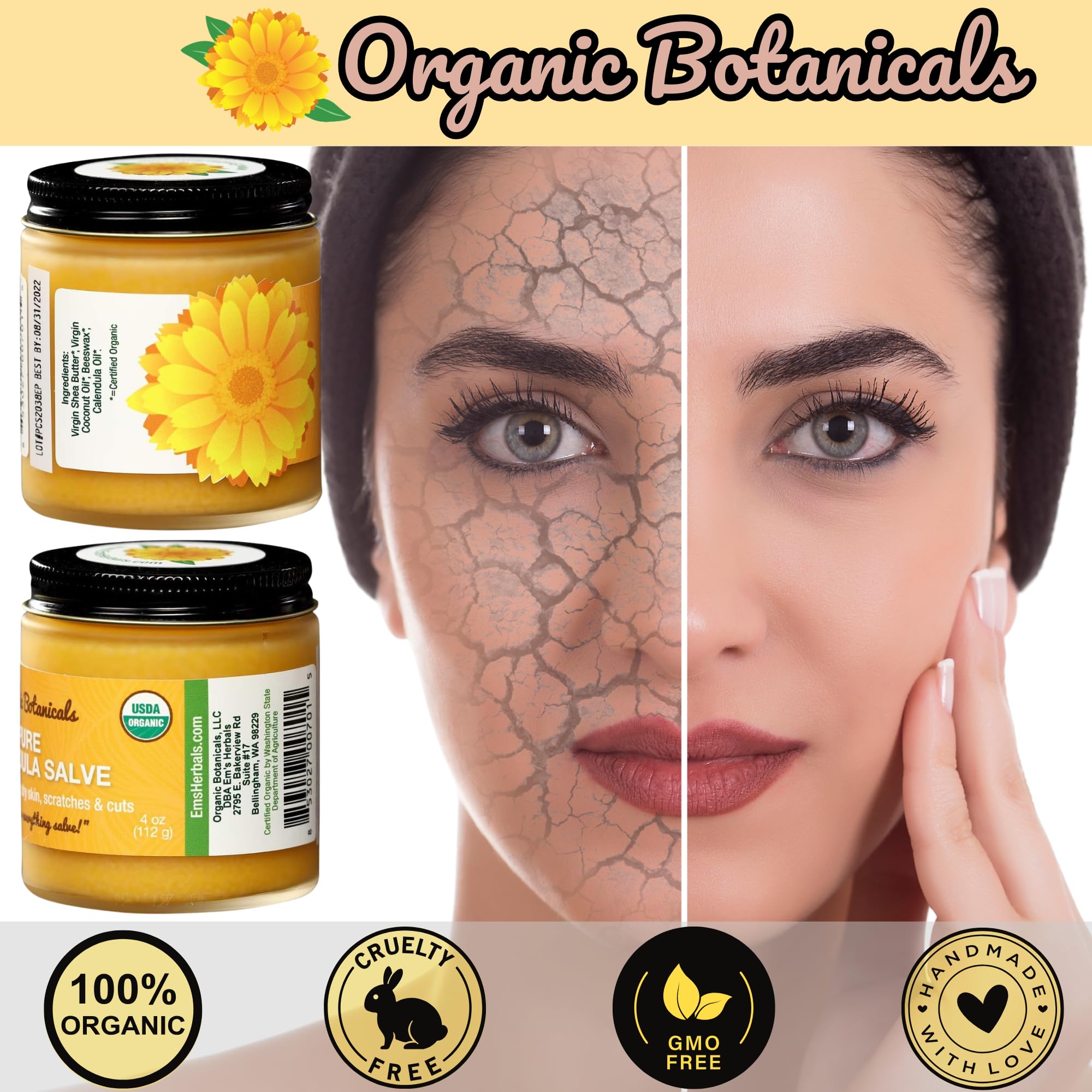 Organic Botanicals Calendula Salve, envase práctico para uso diario