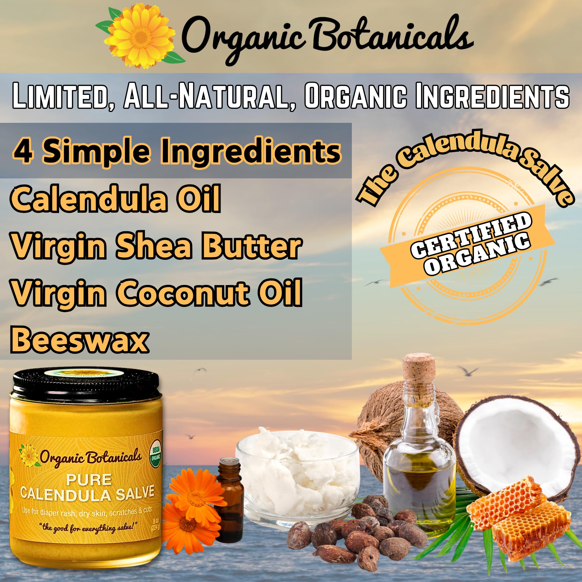 Organic Botanicals Calendula Salve, textura rica para reparación de piel
