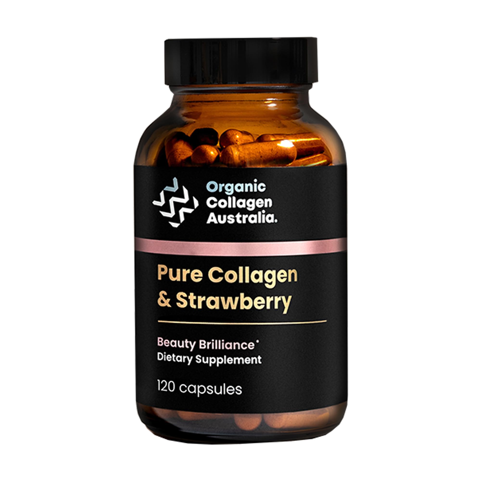 Cápsulas de Organic Collagen Australia Beauty Brilliance para uso diario.