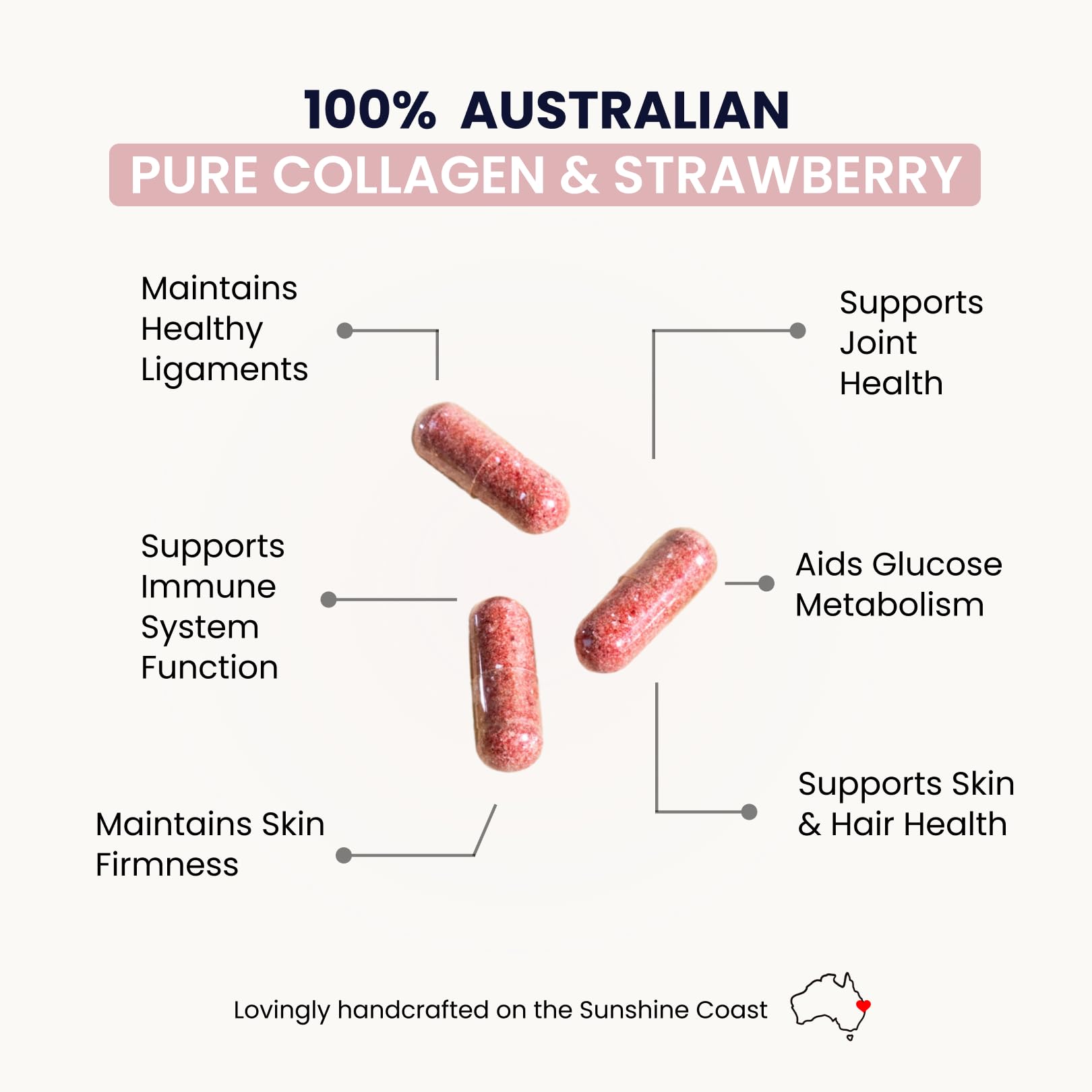 Etiqueta del producto Organic Collagen Australia Beauty Brilliance con información clara.