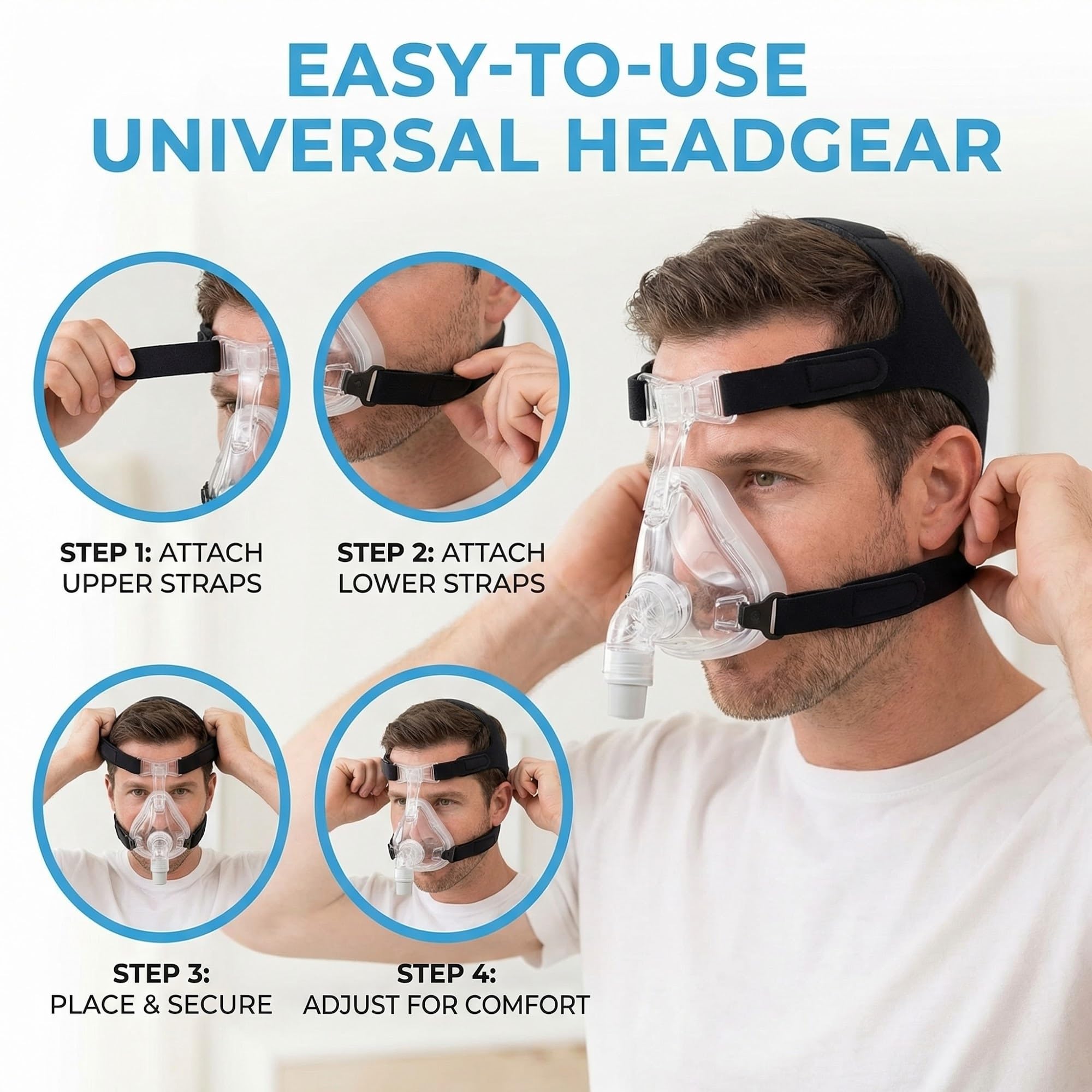 Organic Deal correa CPAP lavable y duradera: fácil de limpiar y reutilizable.