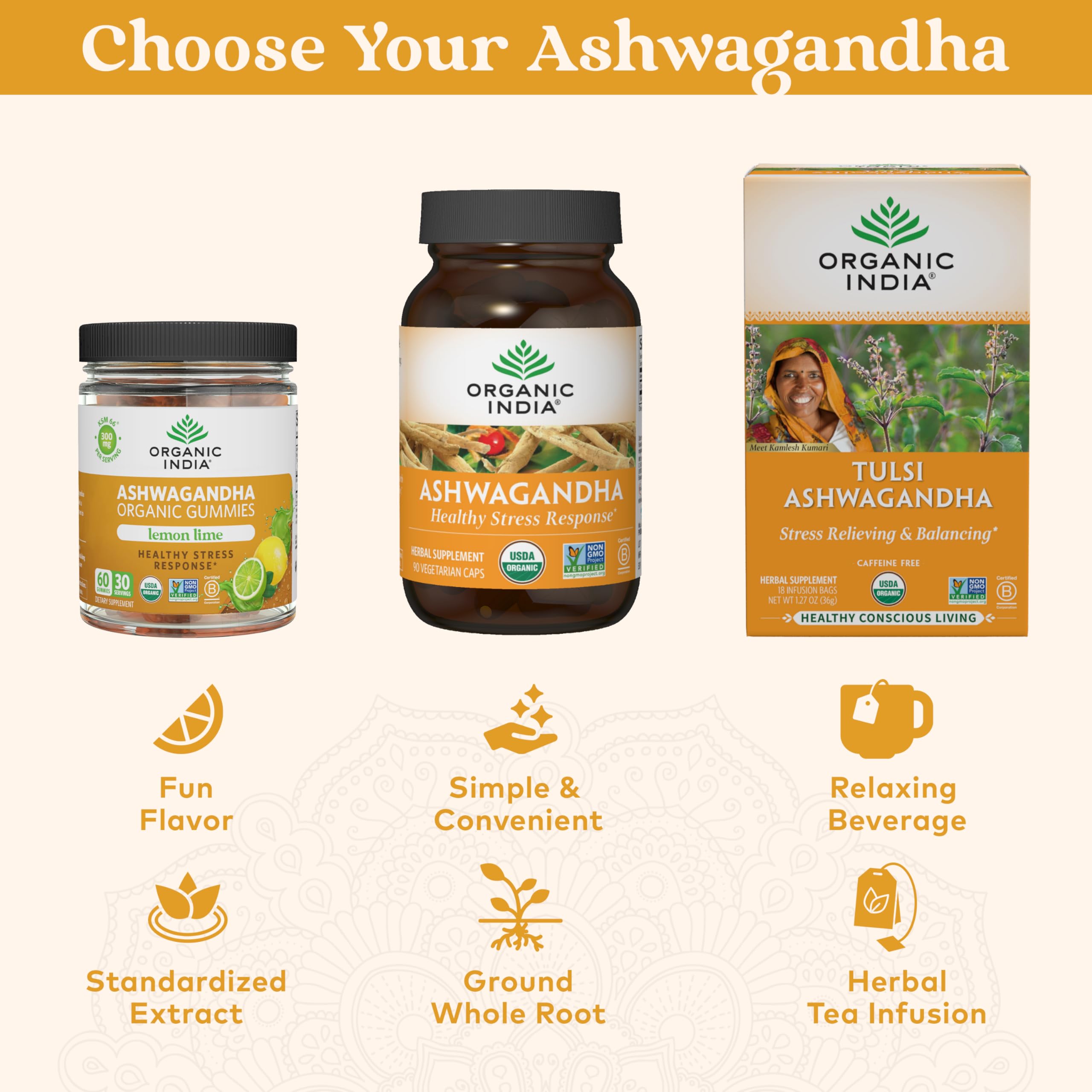 Certificación orgánica ORGANIC INDIA que respalda cultivo sin pesticidas
