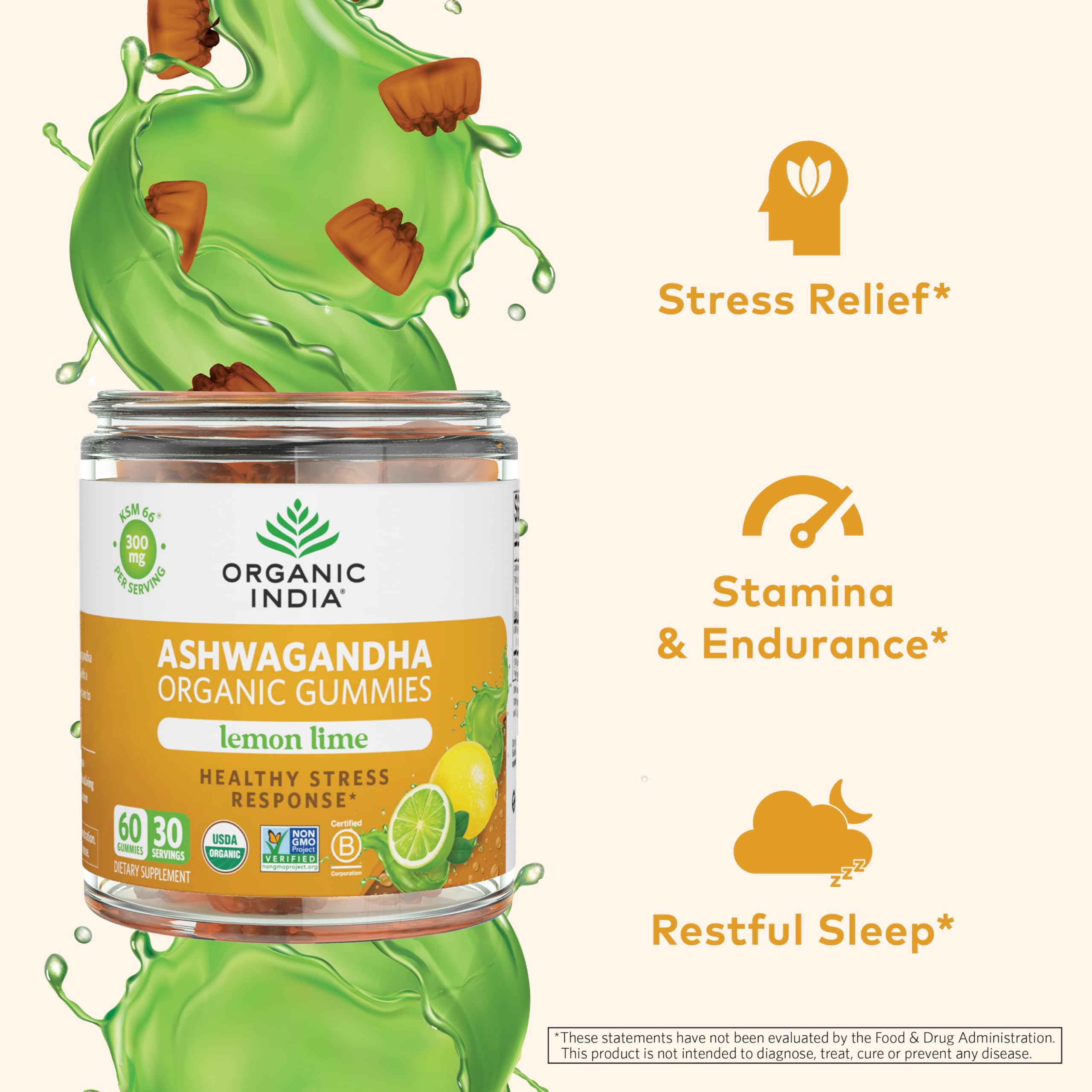 Sabor limón-lima en gominola ORGANIC INDIA para rutina agradable