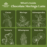 Mezcla rápida con leche caliente para crema suave ORGANIC INDIA Chocolate Moringa Latte Powder