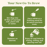 Polvo libre de cafeína ORGANIC INDIA Chocolate Moringa Latte Powder opción sin cafeína