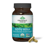 Organic India Gotu Kola cápsulas para claridad mental.