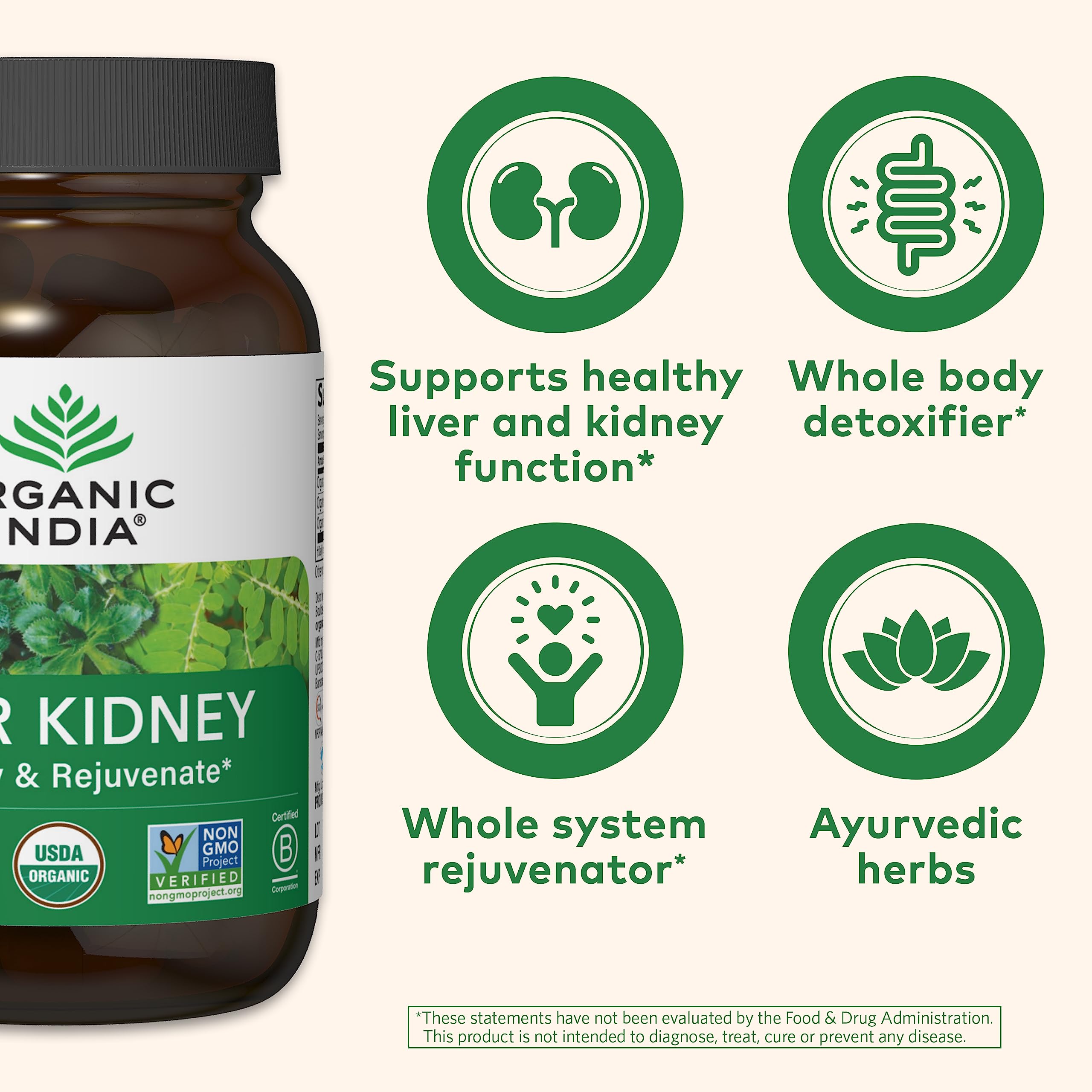 ORGANIC INDIA Bumyamyalaki, planta tradicional para cuidado hepático suave.