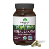 ORGANIC INDIA Laxante Herbal cápsulas en botella para digestión suave.