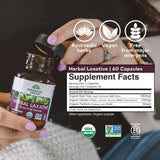 ORGANIC INDIA Laxante Herbal uso diario en dietas veganas.