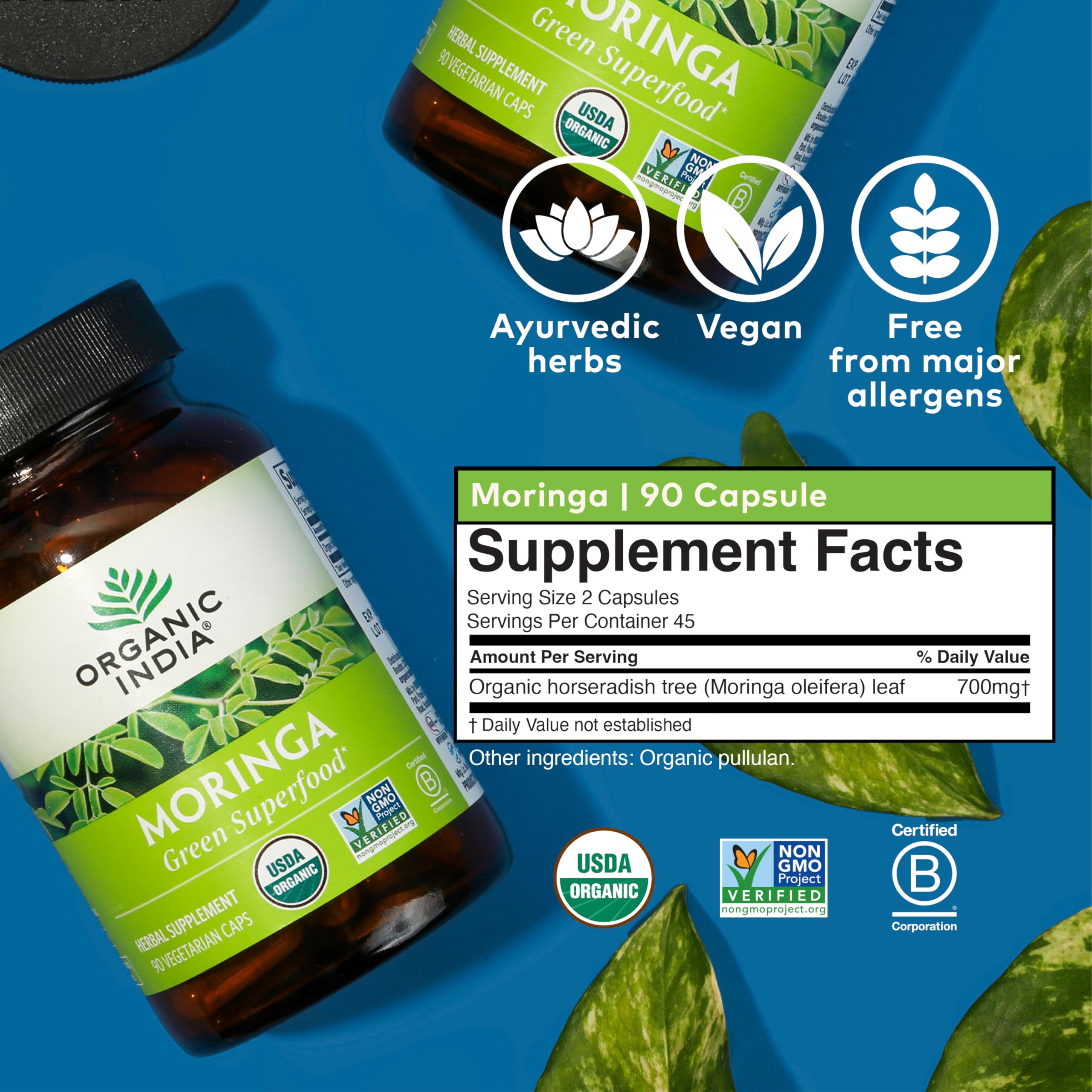 Organic India Moringa, sabor suave e integración fácil en la rutina diaria.