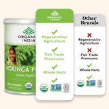 Ingredientes y nutrientes clave de Organic India Moringa.