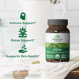 Cuidado de la piel con neem ORGANIC INDIA en cápsulas para piel saludable.