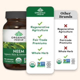 Sensación refrescante al usar neem ORGANIC INDIA en cápsulas.