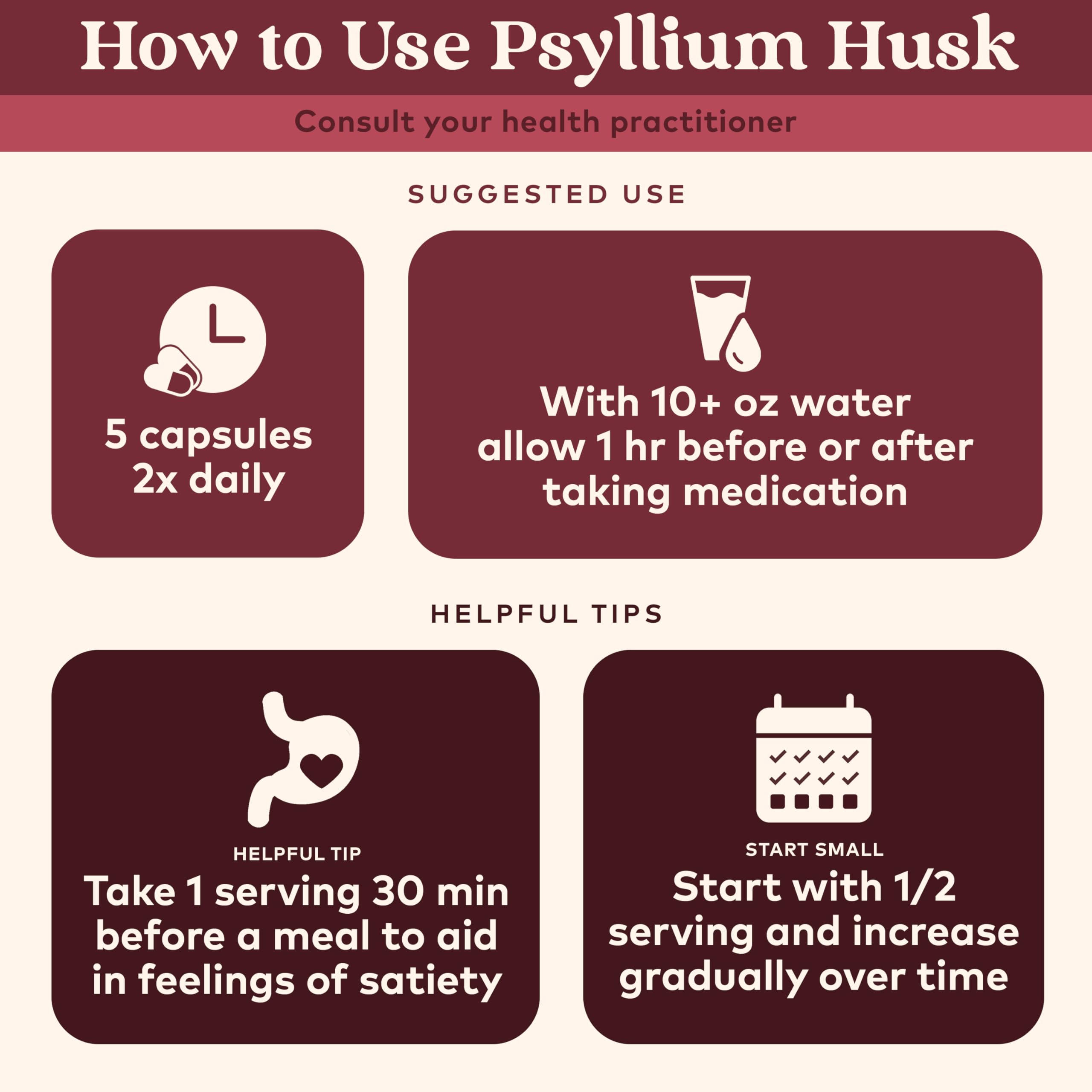 Cápsulas de psyllium de sabor neutro para uso diario