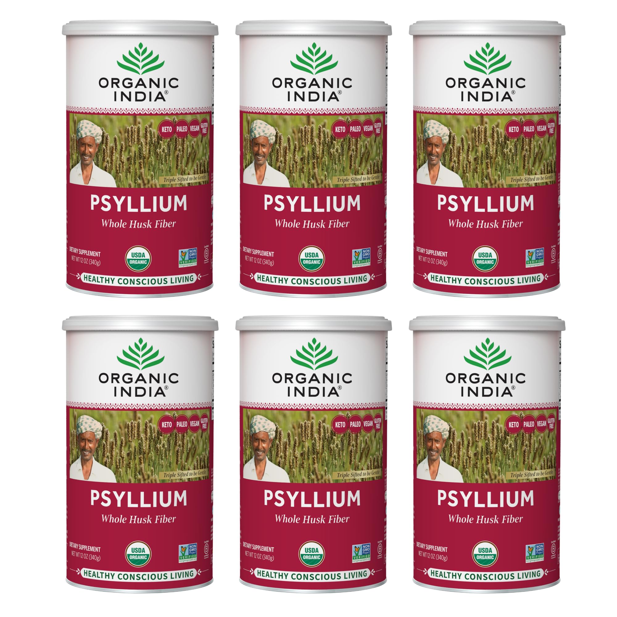 ORGANIC INDIA Psyllium Polvo Herbal con cascara entera para apoyar la regularidad.
