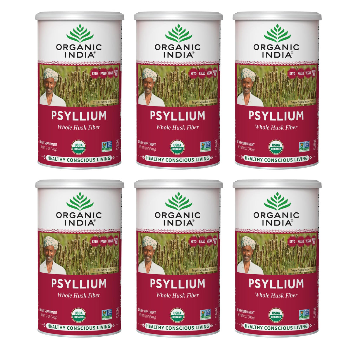 ORGANIC INDIA Psyllium Polvo Herbal con cascara entera para apoyar la regularidad.