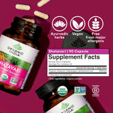 Organic India Shatavari Capsules, etiqueta: información clara sobre beneficios adaptógenos