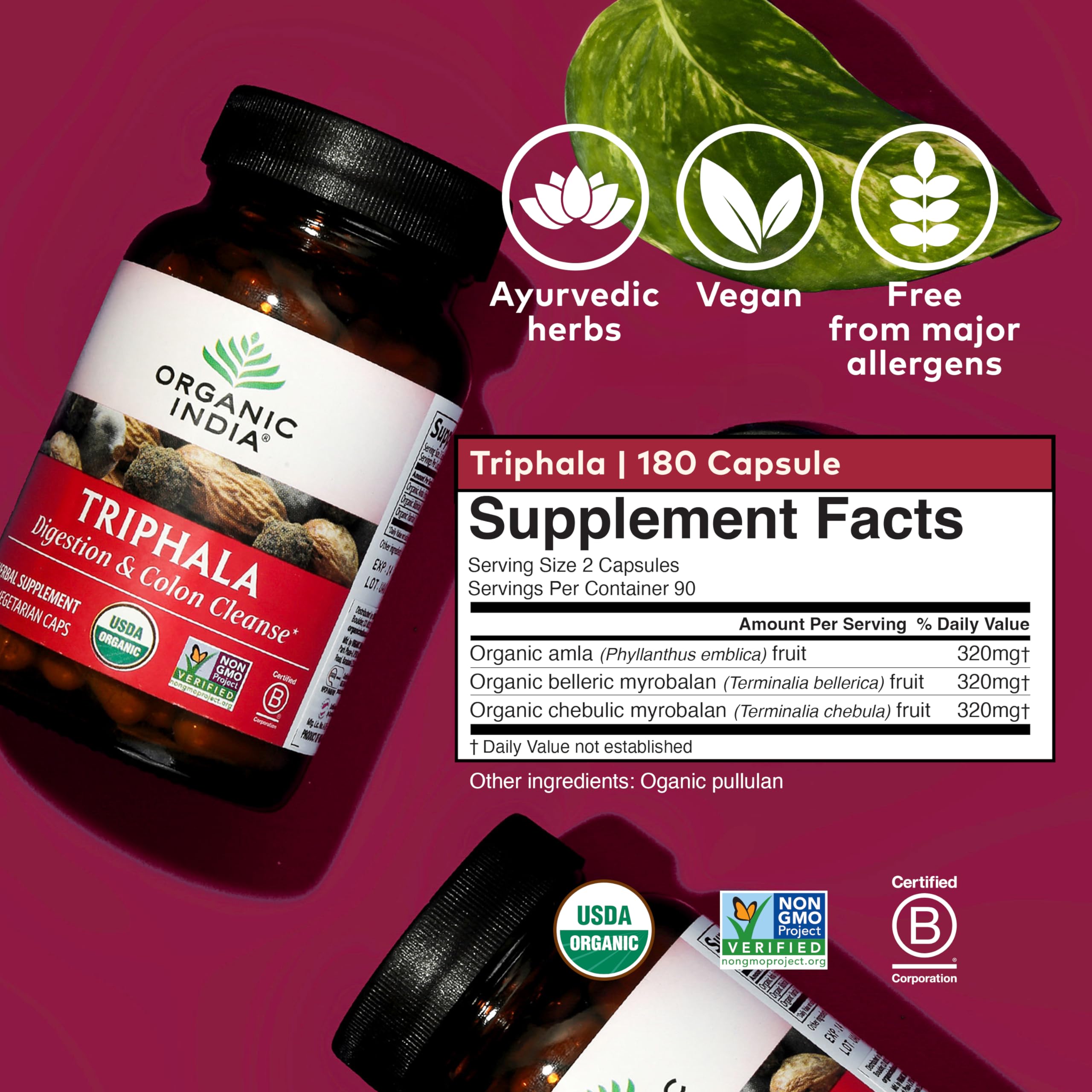 Organic India Triphala, uso diario en casa para apoyo digestivo.