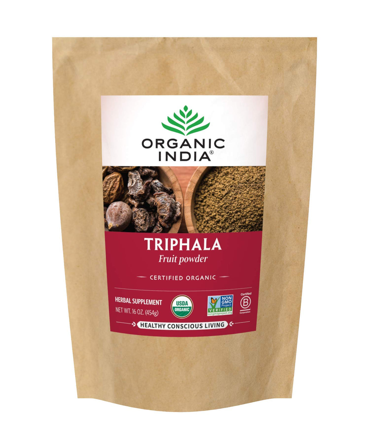 Organic India Triphala, polvo digestivo para apoyo suave del tracto intestinal