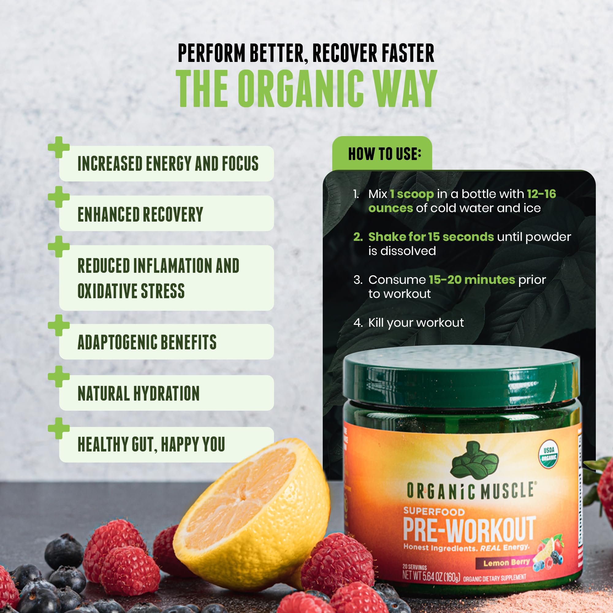 Organic Muscle cuchara medidora para dosis precisa