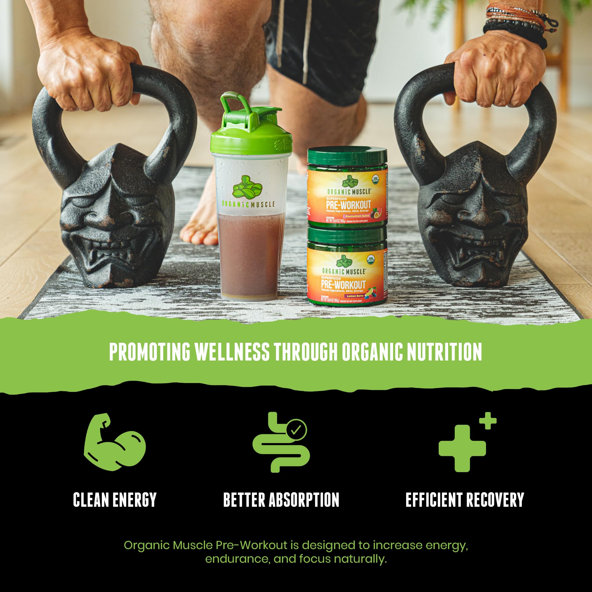Organic Muscle ingredientes vegetales para rendimiento sostenido