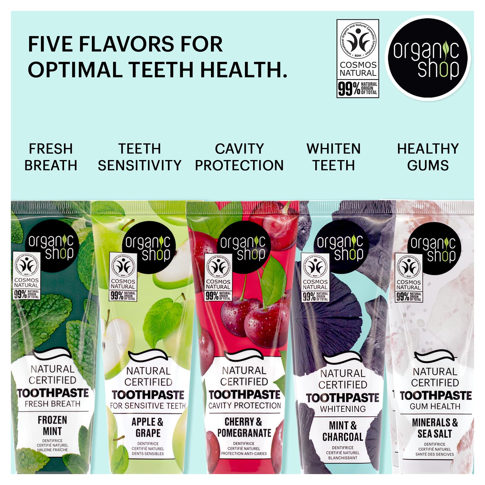 Organic Shop Pasta Dental Cereza: envase fácil de abrir para uso diario.