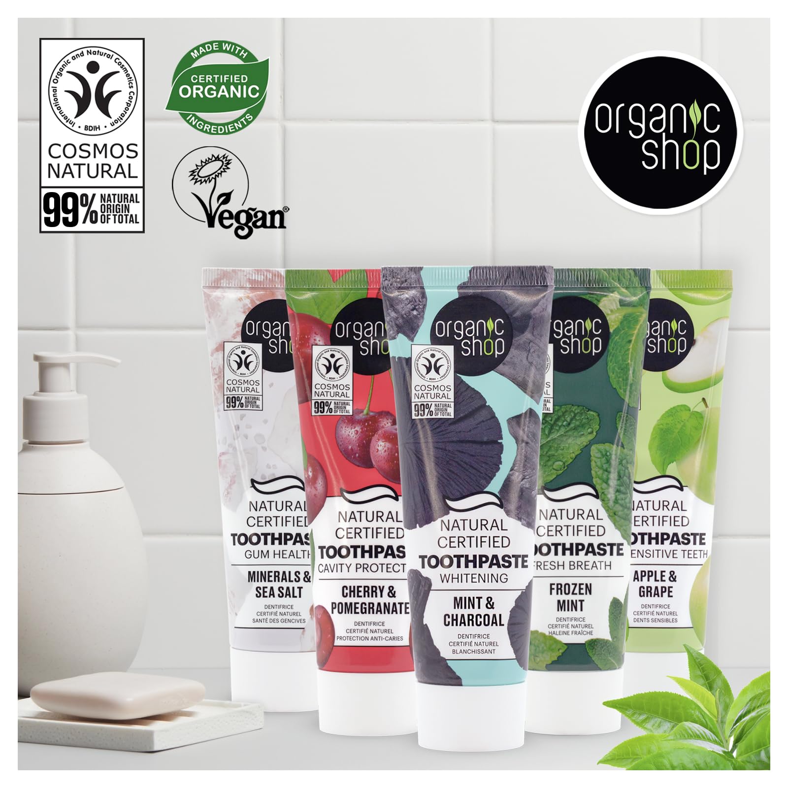 Organic Shop Pasta Dental Cereza: sabor cereza fresco tras cada cepillado.