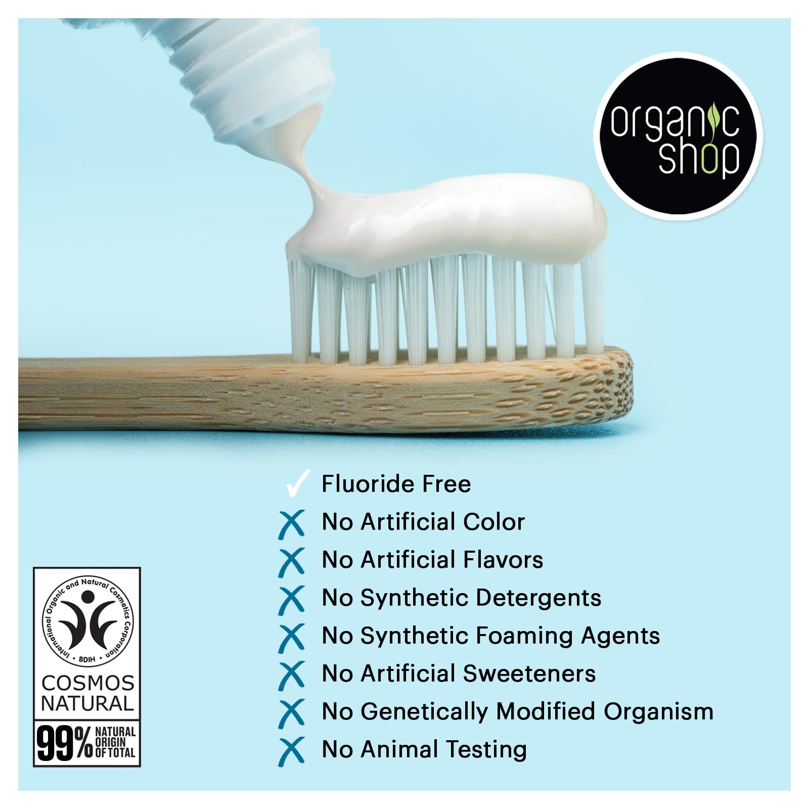 Organic Shop Pasta Dental Cereza: textura cremosa para una experiencia de cepillado agradable.
