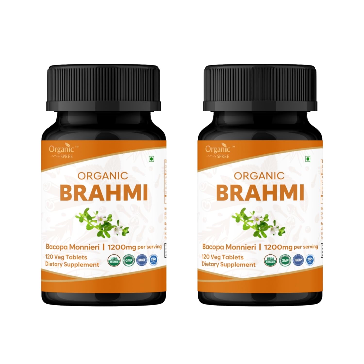 Organic Spree Brahmi tabletas en empaque listo para uso diario