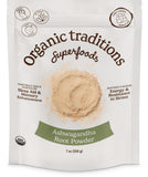 Organic Traditions Ashwagandha polvo de raíz en botella, apoyo al equilibrio diario.