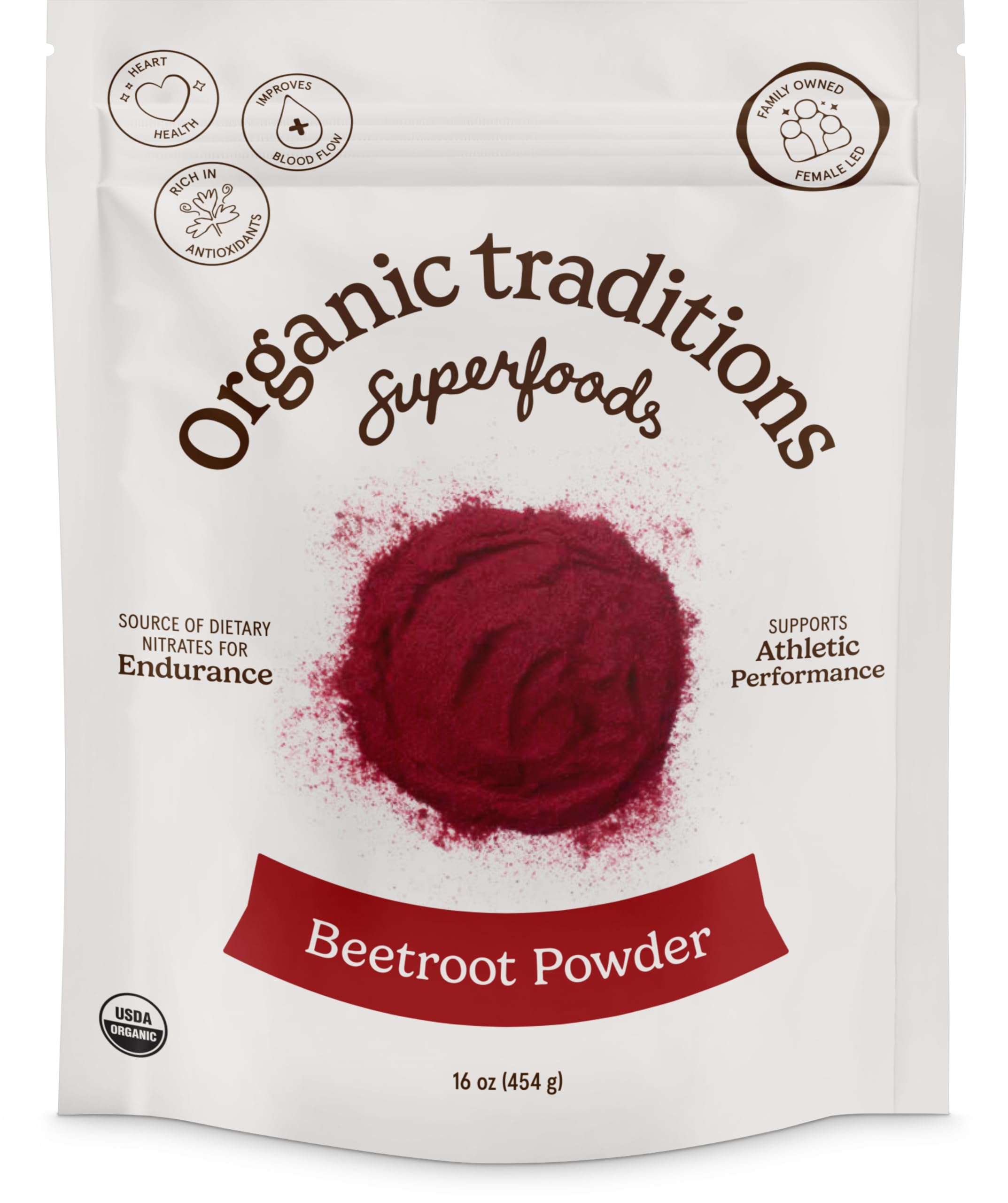 Organic Traditions Polvo de Remolacha en frasco para batidos y color natural