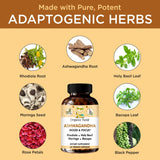 Organic Veda Ashwagandha, cápsulas con bacopa, apoyo mental sostenido.