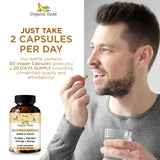 Organic Veda Ashwagandha, rhodiola, cápsulas energizantes para mayor claridad.