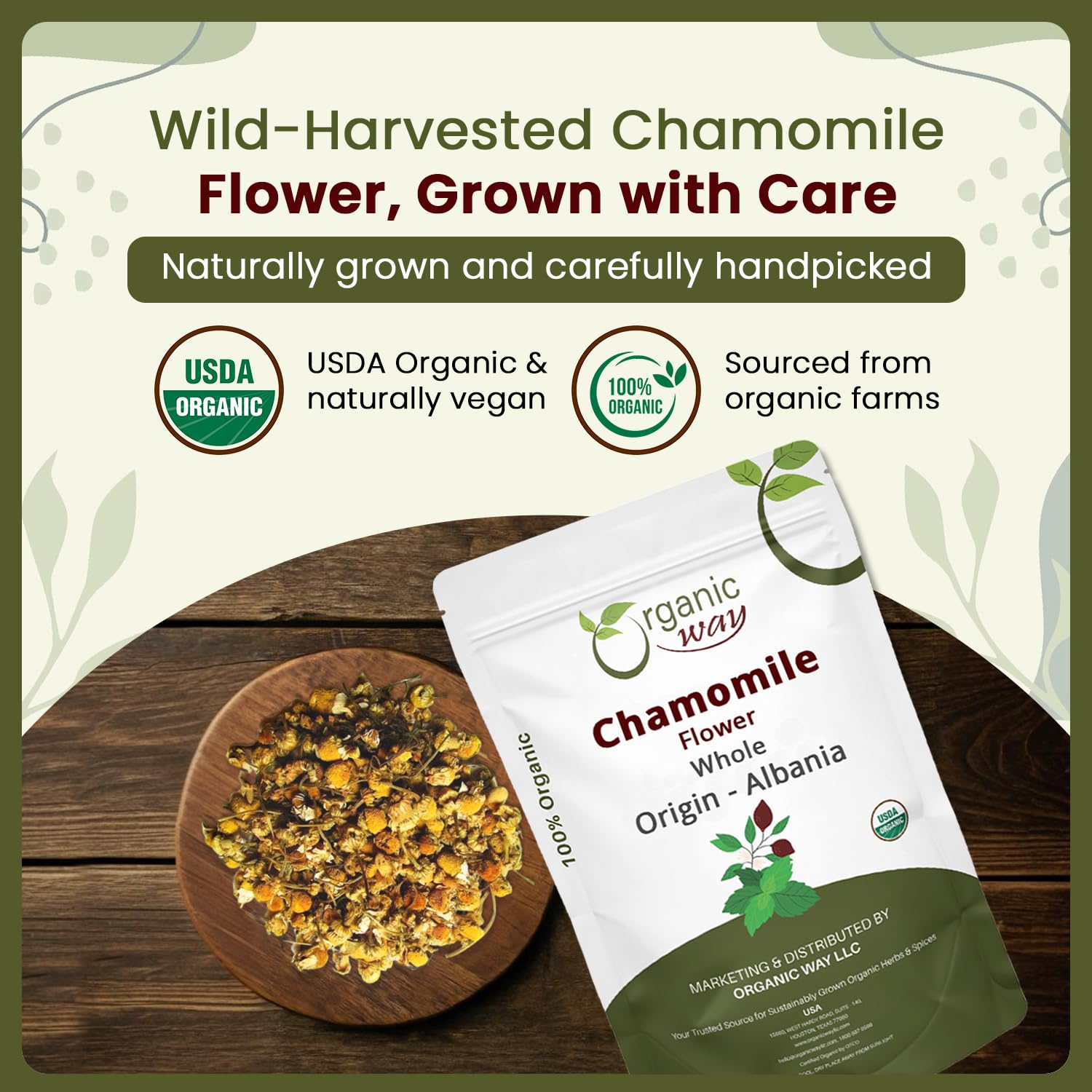 Camomila entera Organic Way para potpourri ofrece aroma suave y visual claro