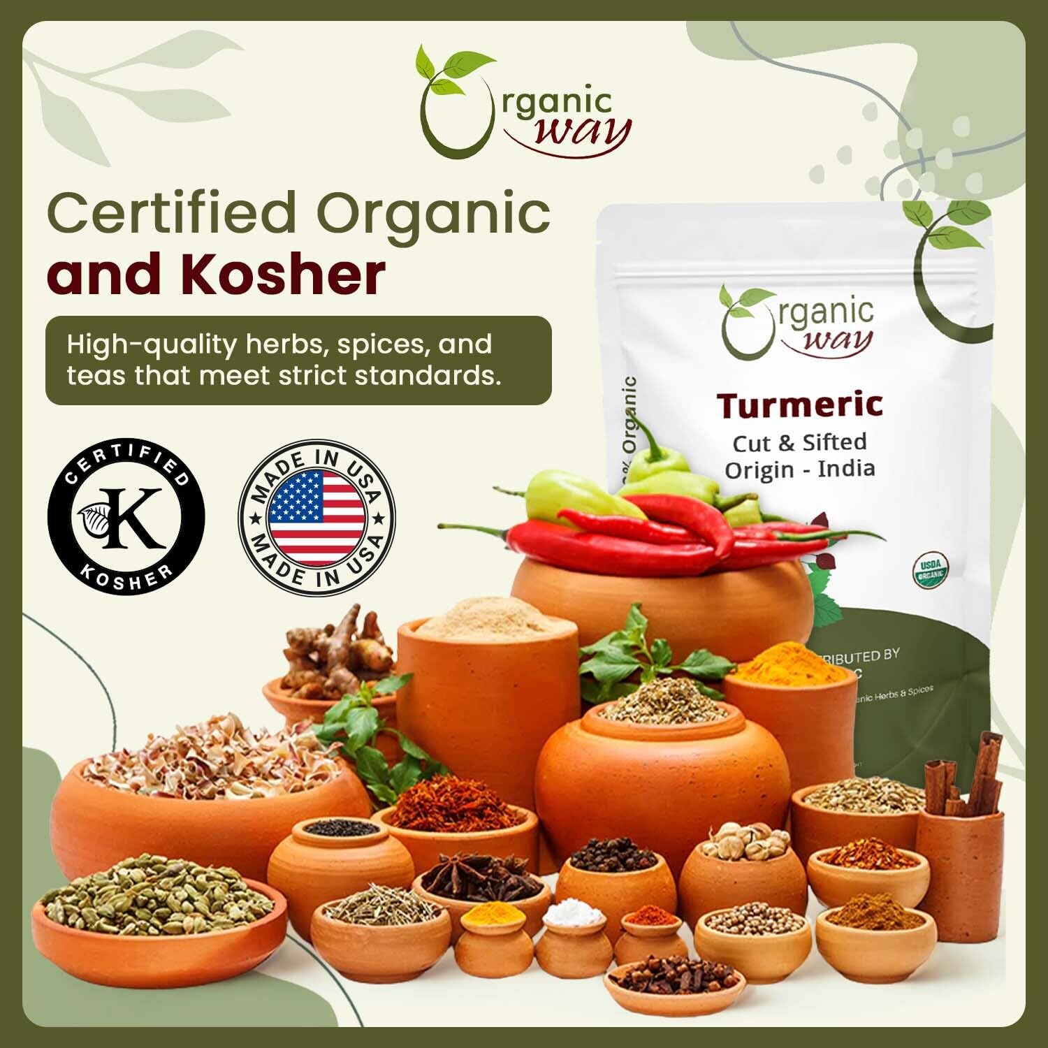 Organic Way: cúrcuma 100% cruda desde India para recetas.