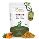 Organic Way: raíz de cúrcuma cortada y sifada para infusiones aromáticas.