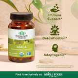 ORGANIC INDIA Amla, etiqueta visible con indicaciones clave