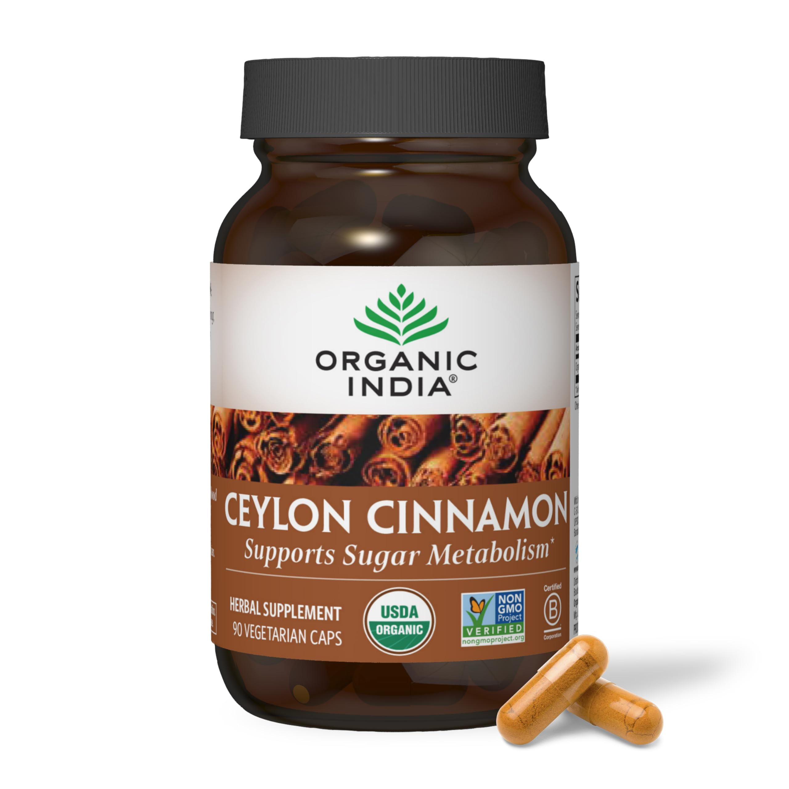 Canela Ceilán ORGANIC INDIA en botella, aroma cálido para infusiones
