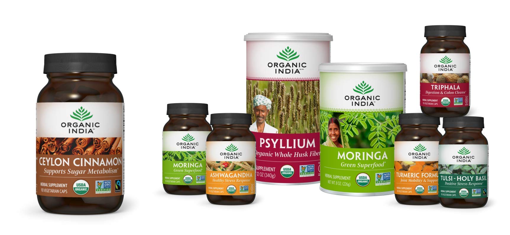 Rotulo sin gluten ORGANIC INDIA visible