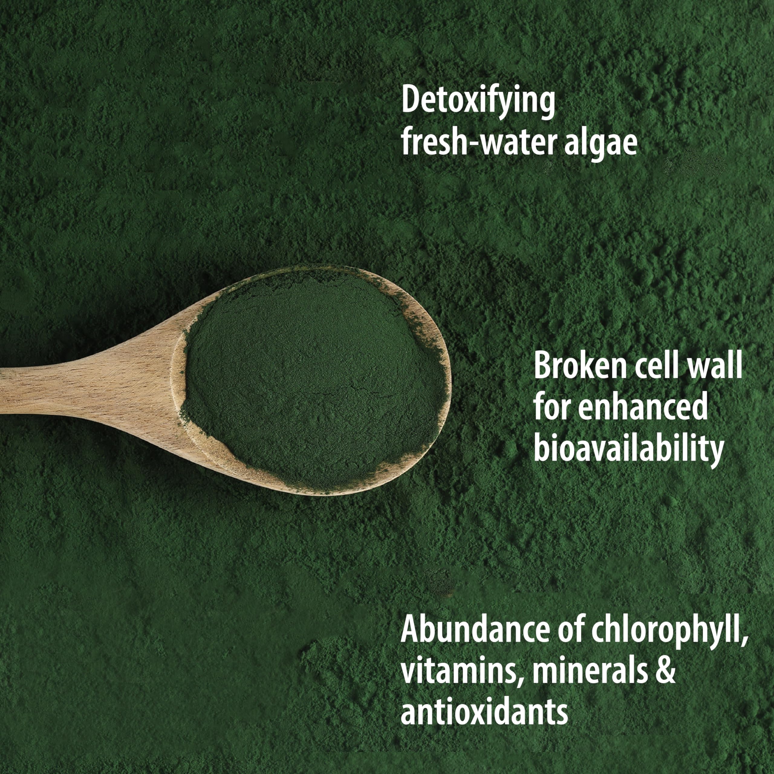 Chlorella Organic Traditions, detalle de etiqueta orgánica.