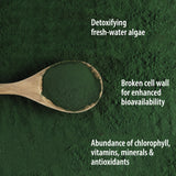 Chlorella Organic Traditions, detalle de etiqueta orgánica.