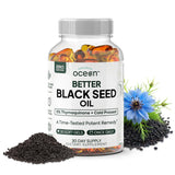 Organics Ocean Aceite de Semilla Negra prensado en frío en botella, para bienestar diario