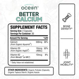 Cápsulas de Organics Ocean Better Calcium, formato vegano para absorción suave.