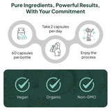 Dosis diaria de 500 mg en cápsulas Organics Ocean Better Calcium para movilidad.