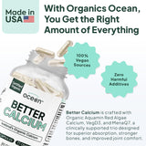 Ingredientes clave VegD3 y K2 en Organics Ocean Better Calcium para huesos saludables.