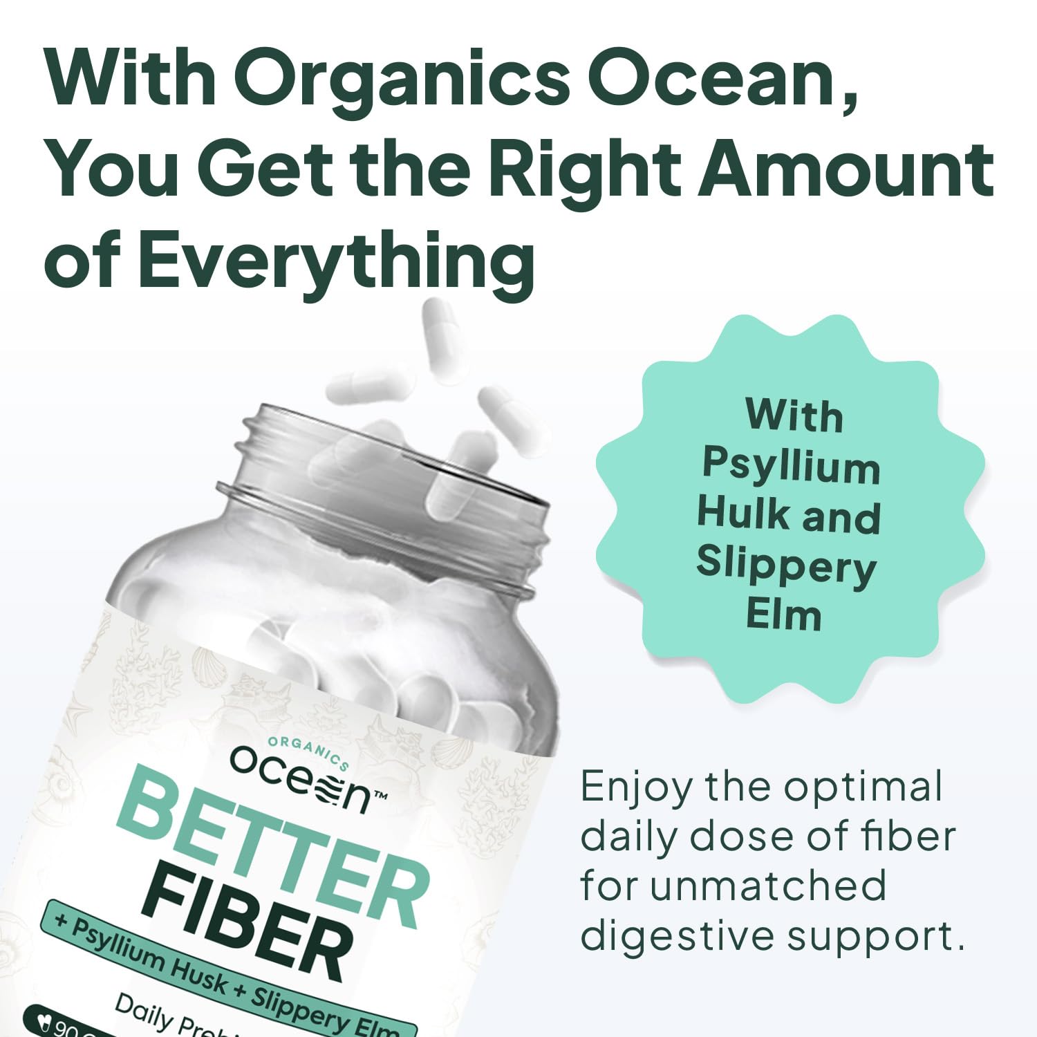 Organics Ocean Better Fiber: corteza de olmo resbaladizo para confort digestivo.